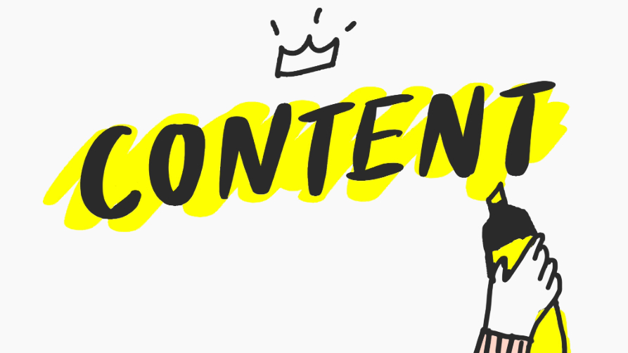 Dessin d'une main utilisant un surligneur jaune sur le mot Content pour souligner son importance.
