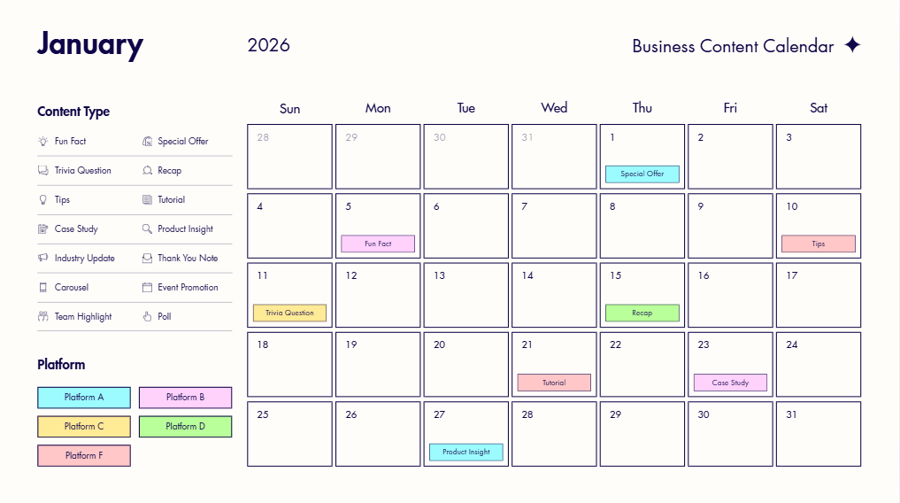 Calendrier éditorial pour les réseaux sociaux