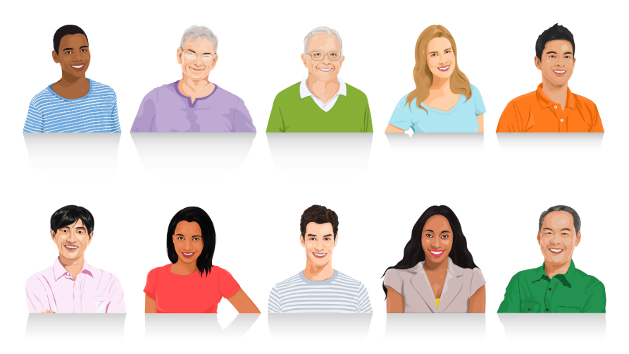 Illustration représentant des personas cibles pour la stratégie marketing, avec profils types et segments d’audience